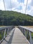 Pedestrian bridge suspended on iron ropes