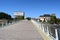 pedestrian bridge in Thionville, passarelle de l\\\'Europe across the Moselle