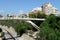 Pedestrian bridge to the Pasarela Del Mercado Market across the Vinalopo River in Elche. Spain