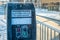 Pedestrian control road crossing winter snow frozen in england uk