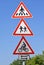 Pedestrian crossing and bicycle road signs