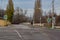 Pedestrian crossing equipped with road signs and road markings.