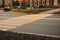 Pedestrian crossing on the overpass autumn street zebra asphalt