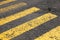 Pedestrian crossing road marking, yellow lines
