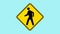 Pedestrian Crossing Sign Animation, Yellow Road Symbol