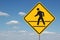 Pedestrian Crossing Sign with Clouds