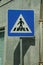 Pedestrian crossing square blue road sign