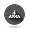 Pedestrian crosswalk icon in flat style. People walkway sign vector illustration on black round background with long shadow effect