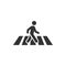 Pedestrian crosswalk icon in flat style. People walkway sign vector illustration on white isolated background. Navigation business