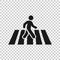 Pedestrian crosswalk icon in flat style. People walkway sign vector illustration on white isolated background. Navigation business