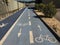 Pedestrian cycle path, reserved lanes in Verona, Italy.