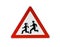 Pedestrian Danger Sign, red triangle safety traffic sign isolated