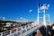 A pedestrian drawbridge spans Perkins Cove