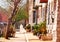 Pedestrian footpath at Baltimore streets in spring