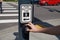 A pedestrian light switch with voice guidance and comprehensive operating instructions. Pedestrian presses the button