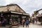 Pedestrian market area of Bascarsija in Sarajevo, Bosnia. Bascarsija, the old town, is a popular place for tourists to buy local c