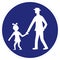Pedestrian path, man and baby, traffic sign, vector icon