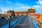 Pedestrian path on the  wall of Wumen Meridian Gate of the Forbidden City in Beijing, China