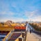 Pedestrian path on the  wall of Wumen Meridian Gate of the Forbidden City located in the north and