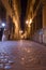 Pedestrian Paths between Buildings in Central Rome at Night