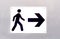 Pedestrian route direction icon and direction on white