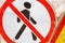 The pedestrian's pass sign is prohibited. figurine of a man crossed by a red line