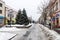 Pedestrian street in center of Mukachevo, Ukraine