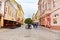 The pedestrian street named Olga Kobylianska. Architecture in the old town Chernivtsi