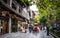 Pedestrian street view of Kuanzhai Xiangzi alleys aka Wide and Narrow lanes with chinese people in Chengdu China