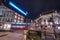 Pedestrian and traffic in Oxford Circus at night