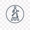 Pedestrian vector icon isolated on transparent background, linea