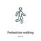 Pedestrian walking outline vector icon. Thin line black pedestrian walking icon, flat vector simple element illustration from