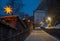 pedestrian walkway to salzburg fortress, with christmas illumination