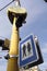 Pedestrian zone traffic sign on the street