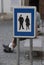 Pedestrian zone traffic sign on the street