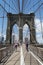 Pedestrians and bicyclists crossing Brooklyn Bridge