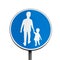 Pedestrians Only. Blue round road sign
