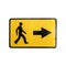 Pedestrians bypass direction. Yellow road sign