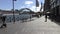 Pedestrians circular quay Sydney cruise ship bridge