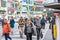 Pedestrians crossing a busy intersection