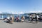 Pedestrians on the shore of lake Lucern, Switzerland