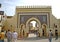 Pedestrians and tourists at the monumental Bab Bou Jeloud or Bl