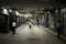 Pedestrians walk through underground tunnel at Shinjuku station Tokyo Japan