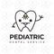 Pediatric dental service logo, funny line tooth cartoon vector