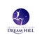 Pediatric dentistry dream hill logo, dental treatment for children and teens with tooth as hill in sky scene vector