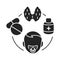 Pediatric endocrinology black glyph icon. Checking children for the normalization of hormones and thyroid glands. Pictogram for