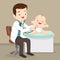 Pediatrician doctor examining little baby