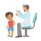 Pediatrician Doing A Vaccination To Little Boy, Part Of Kids Taking Health Exam Series Of Illustrations