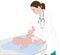 Pediatrician examining of baby illustration