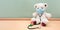 Pediatrician healthcare for children. Teddy bear with a stethoscope, toy and medical equipment.